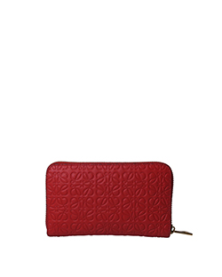 Loewe Zippy Wallet,Leather,Red,DB